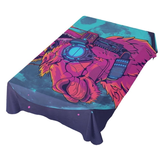JSTEL Llama Alpaca Moon Cyberpunk Table Cloth Square 54 x 54 Inch Tablecloth Anti Wrinkle Table Cover for Dining Kitchen Parties