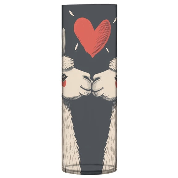JSTEL Llamas Alpaca Love Heart Flower Vase Decorative Floreros for Home Decor Bedroom Living Room Office Table Shelf Bathroom