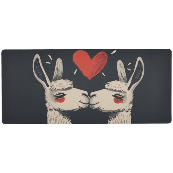 JSTEL Llamas Alpaca Love Heart Large Gaming Mouse Pad Big Mousepad Mice Keyboard Mat with Non-Slip Rubber Base for Computer Laptop Home & Office, 31.5 X 11.8 inch