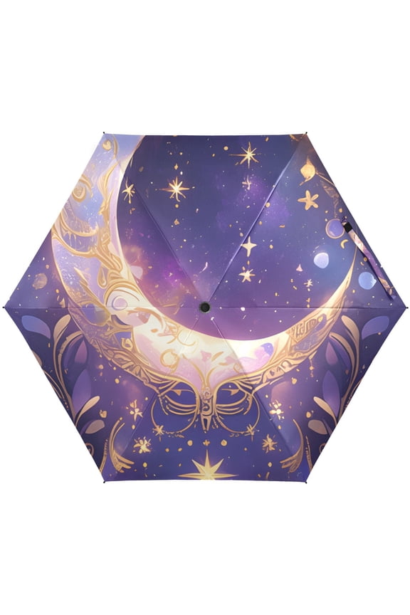 Luxurious Moon Alchemy Folding Umbrella for Rain Sun Travel Mini Lightweight Compact Umbrellas