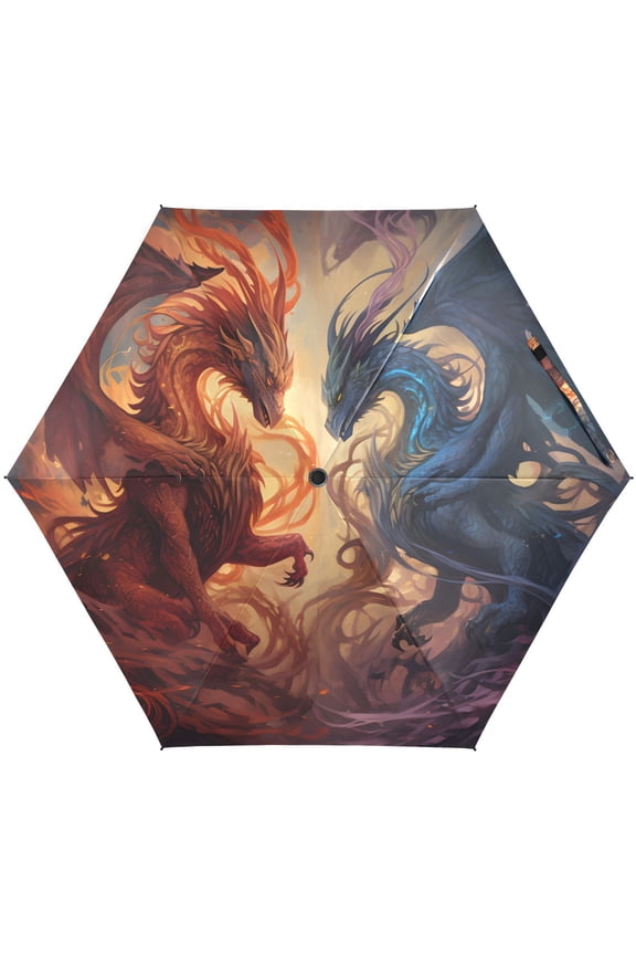 Magic Dragons Folding Umbrella for Rain Sun Travel Mini Lightweight Compact Umbrellas