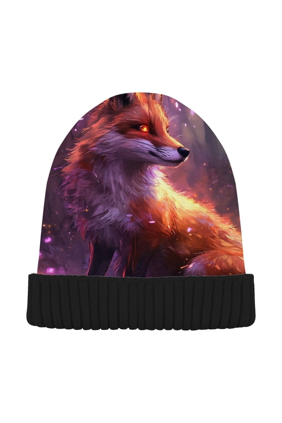 Magic Fox Beanie for Women Men Winter Hat Reversible Skull Knit Cap