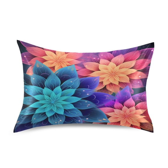JSTEL Magic Mandala Flowers Rainbow Satin Pillowcase Standard Size Pillow Cases Envelope Closure Bed Pillow Cover, 20 x 26 inch