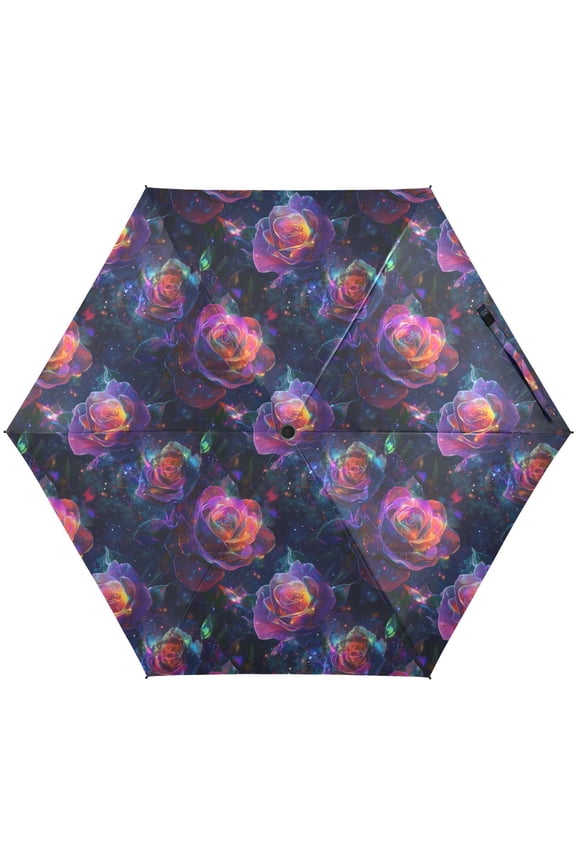 Magic Rose Flowers Folding Umbrella for Rain Sun Travel Mini Lightweight Compact Umbrellas