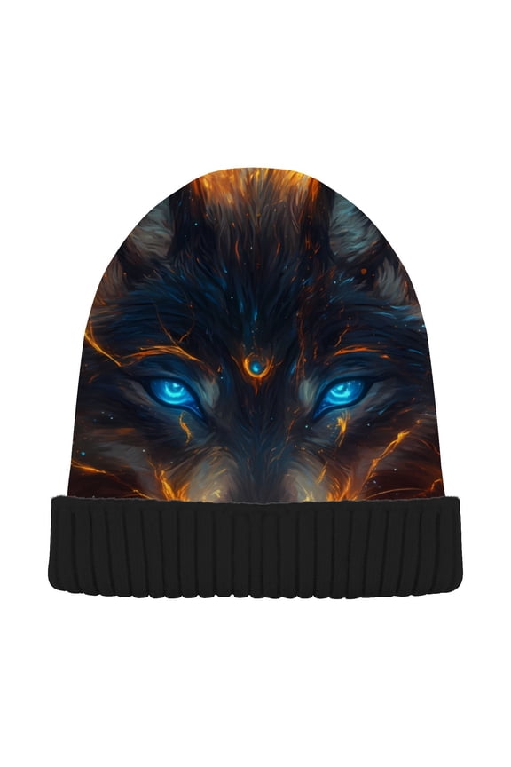 Magic Wolf Alchemy Beanie for Women Men Winter Hat Reversible Skull Knit Cap