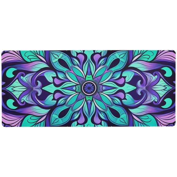 JSTEL Mandala Flower Gradient Boho Large Gaming Mouse Pad Big Mousepad Mice Keyboard Mat with Non-Slip Rubber Base for Computer Laptop Home & Office, 31.5 X 11.8 inch