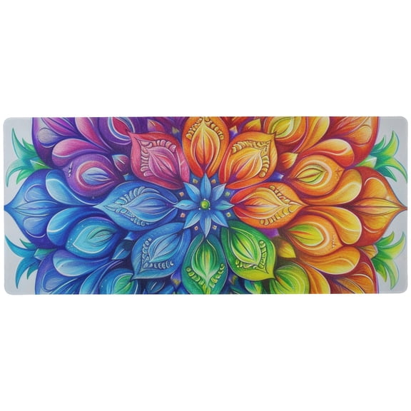 JSTEL Mandala Rainbow Large Gaming Mouse Pad Big Mousepad Mice Keyboard Mat with Non-Slip Rubber Base for Computer Laptop Home & Office, 35.4 X 15.7 inch