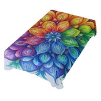 JSTEL Mandala Rainbow Table Cloth Square 54 x 54 Inch Tablecloth Anti Wrinkle Table Cover for Dining Kitchen Parties