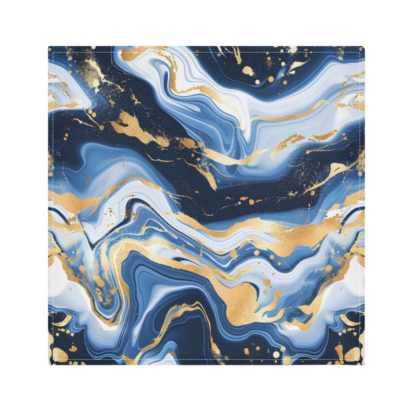 JSTEL Marble Blue Gold White Cloth Napkins Set of 6, 20x20 Inch Washable and Reusable Napkin for Decoupage Dinner Party Everyday Use