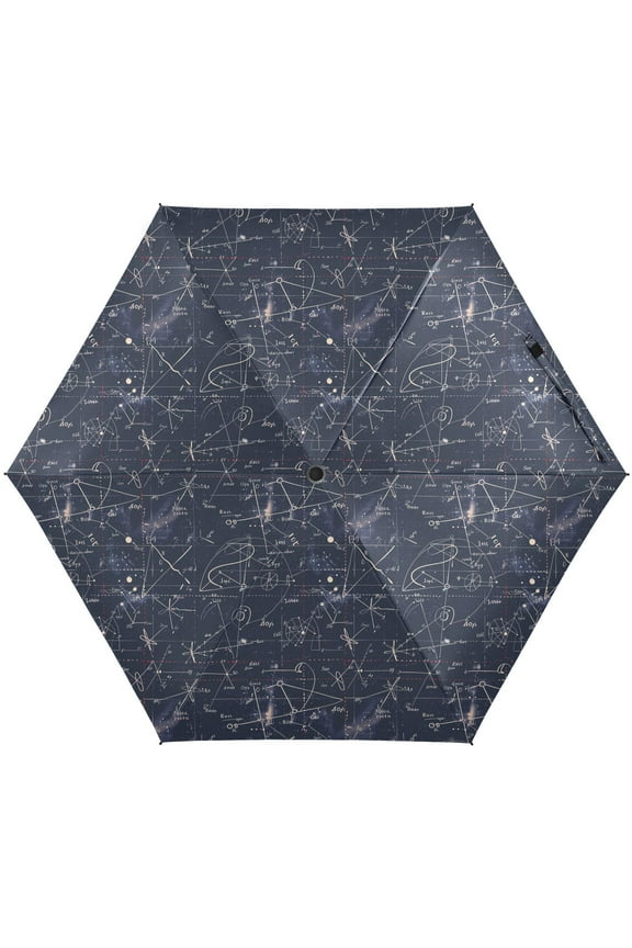 Math Formula Sience Folding Umbrella for Rain Sun Travel Mini Lightweight Compact Umbrellas