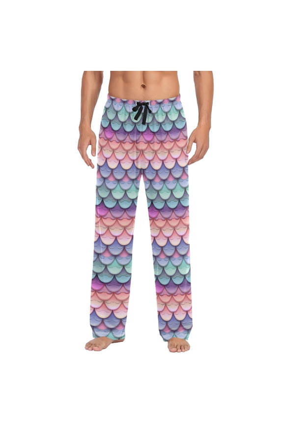 Mermaid Gradient Color Men's Sleepwear Mens Pajama Pants Bottoms with Pockets, S