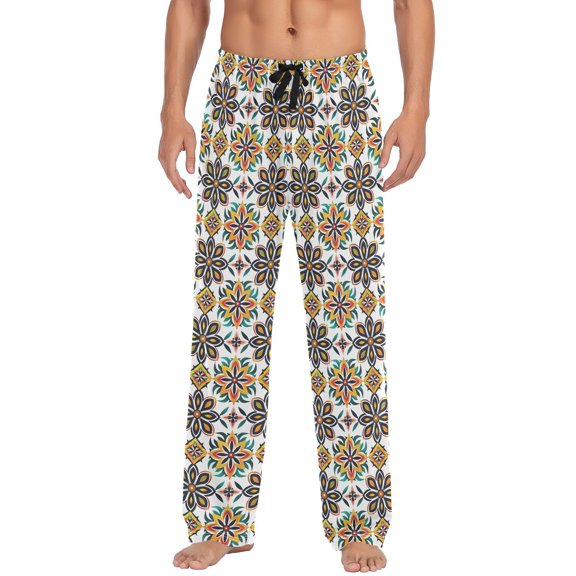 JSTEL Modern Abstract Flowers Floral Men's Sleepwear Mens Pajama Pants Bottoms with Pockets, XXL