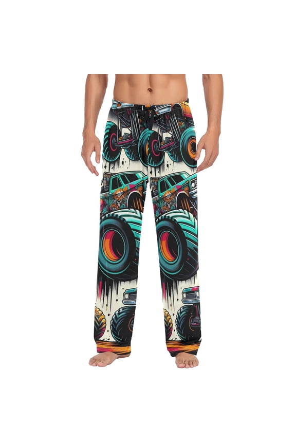 Monster Trucks Graffiti Men's Sleepwear Mens Pajama Pants Bottoms with Pockets, M
