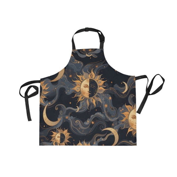 JSTEL Moon Sun Stars Witchy Alchemy Apron with 2 Pockets for Women Men Adjustable Garden Bib