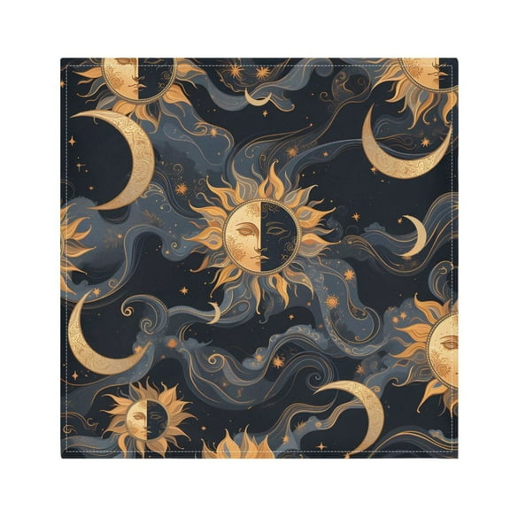 JSTEL Moon Sun Stars Witchy Alchemy Cloth Napkins Set of 1, 20x20 Inch Washable and Reusable Napkin for Decoupage Dinner Party Everyday Use
