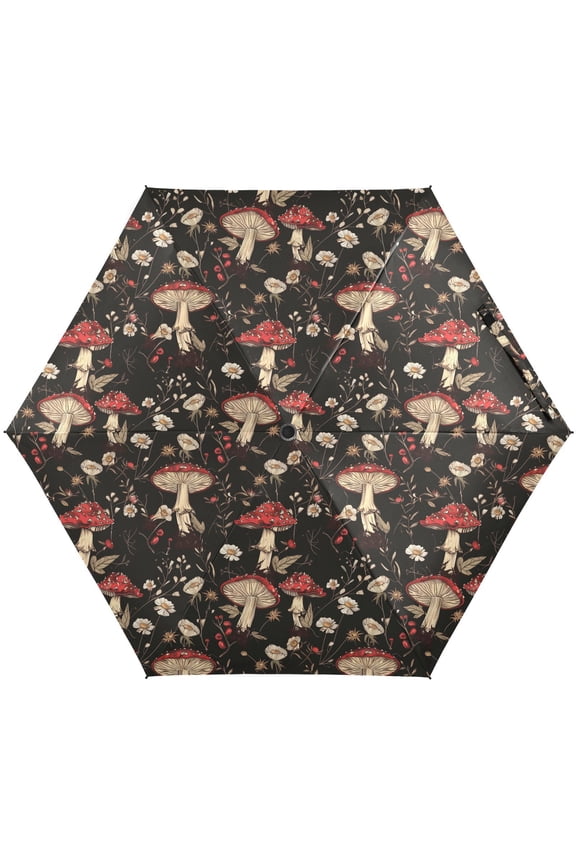 Mushroom Daisy Flower Folding Umbrella for Rain Sun Travel Mini Lightweight Compact Umbrellas