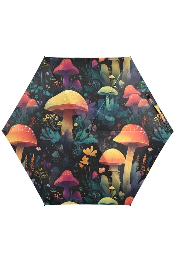 Mushroom Folding Umbrella for Rain Sun Travel Mini Lightweight Compact Umbrellas