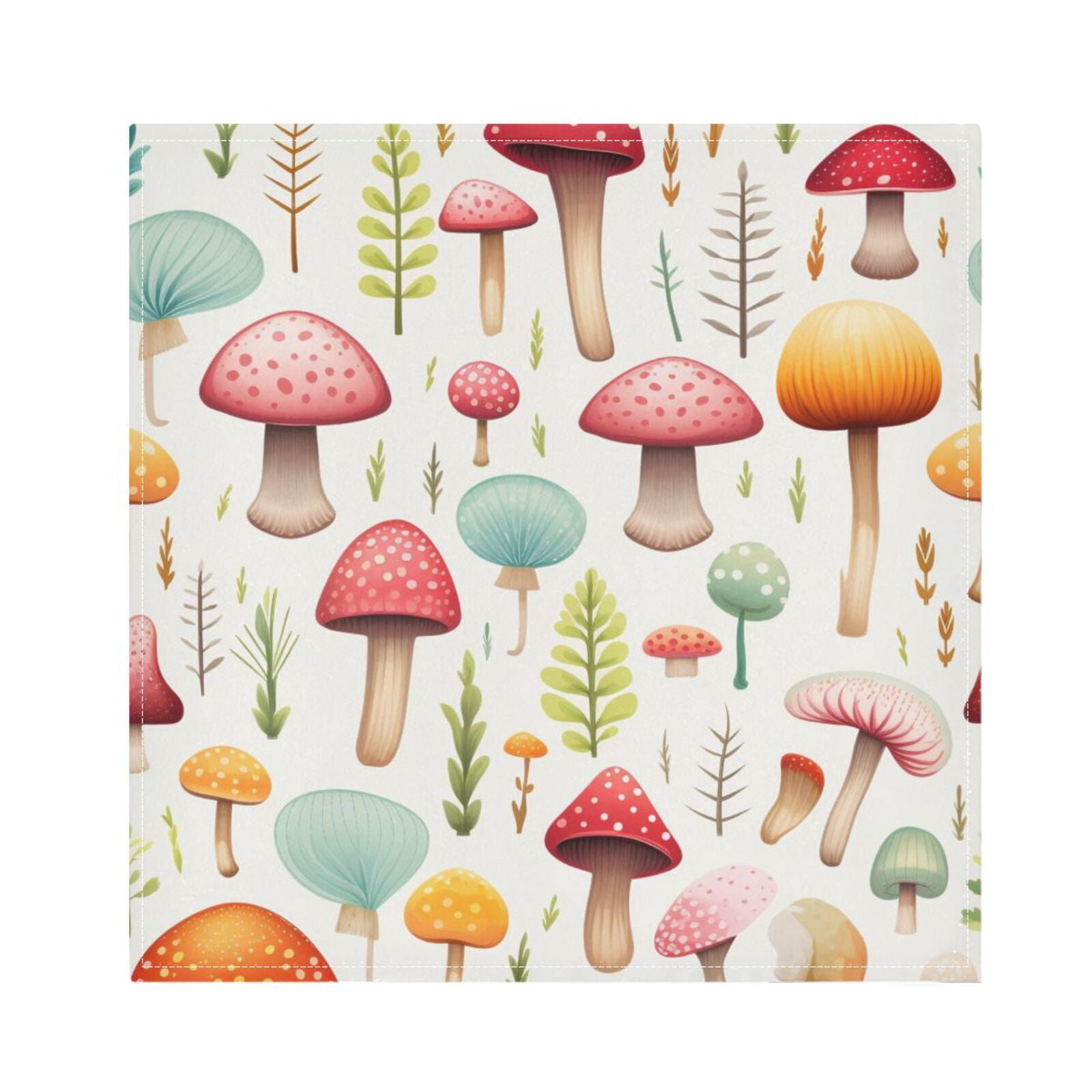 JSTEL Mushrooms Cloth Napkins Set of 6, 20x20 Inch Washable and Reusable Napkin for Decoupage Dinner Party Everyday Use