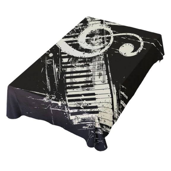 JSTEL Music Note Piano Table Cloth Square 54 x 54 Inch Tablecloth Anti Wrinkle Table Cover for Dining Kitchen Parties