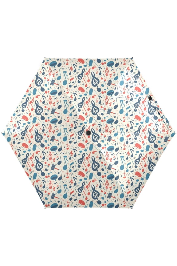 Music Notes Folding Umbrella for Rain Sun Travel Mini Lightweight Compact Umbrellas