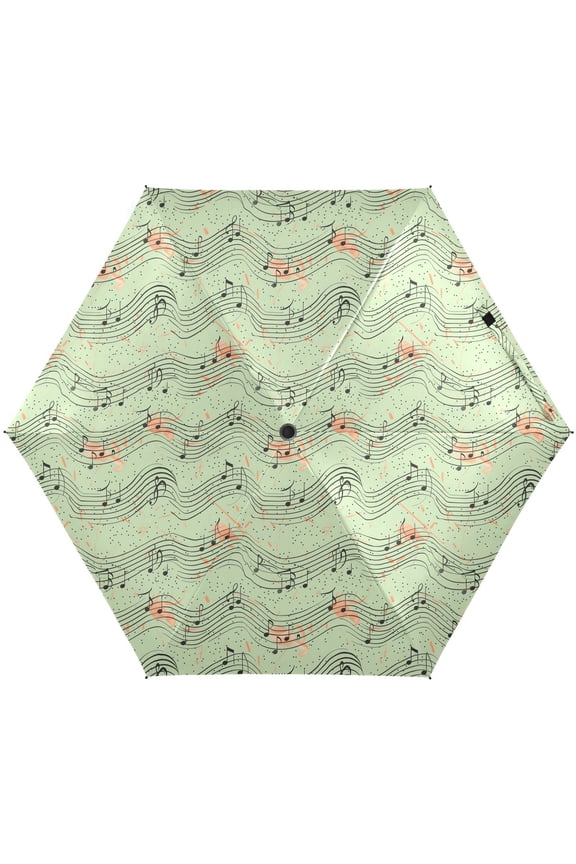 Music Notes Polka Dots Folding Umbrella for Rain Sun Travel Mini Lightweight Compact Umbrellas