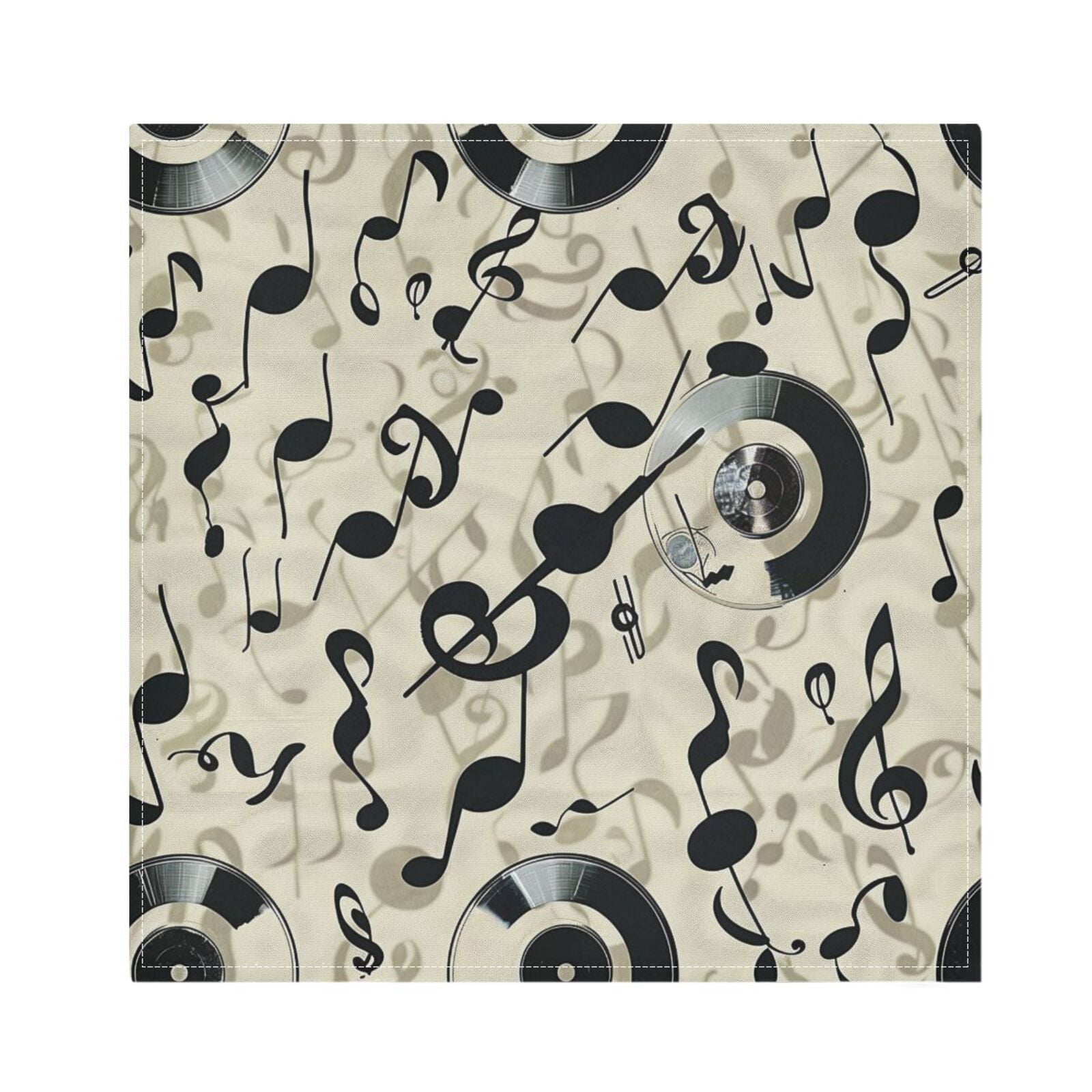 JSTEL Music Notes Record Cloth Napkins Set of 6, 20x20 Inch Washable and Reusable Napkin for Decoupage Dinner Party Everyday Use
