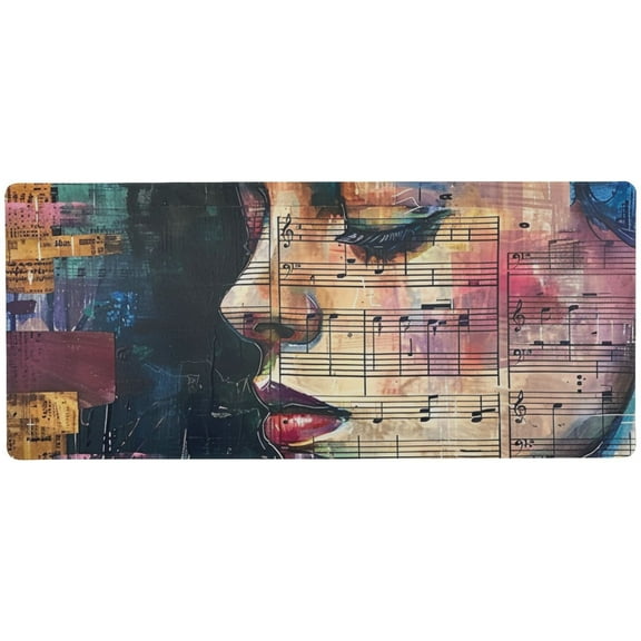 JSTEL Music Notes Women Large Gaming Mouse Pad Big Mousepad Mice Keyboard Mat with Non-Slip Rubber Base for Computer Laptop Home & Office, 31.5 X 15.7 inch