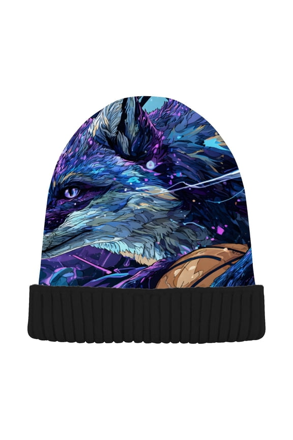 Mystical Fox Basketball Beanie for Women Men Winter Hat Reversible Skull Knit Cap