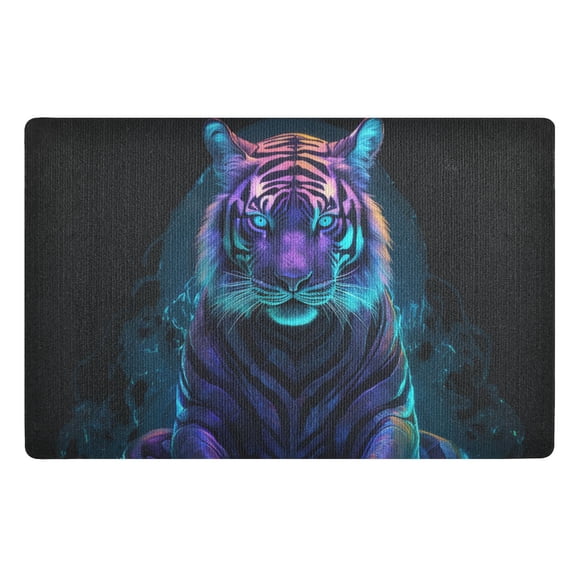 JSTEL Neon Tiger Front Door Mat Outside Entrance 32x20 Inch Doormat for Outdoor Indoor Washable Non Slip Floor Mats