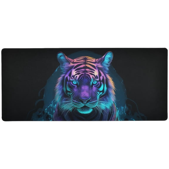 JSTEL Neon Tiger Large Gaming Mouse Pad Big Mousepad Mice Keyboard Mat with Non-Slip Rubber Base for Computer Laptop Home & Office, 31.5 X 11.8 inch