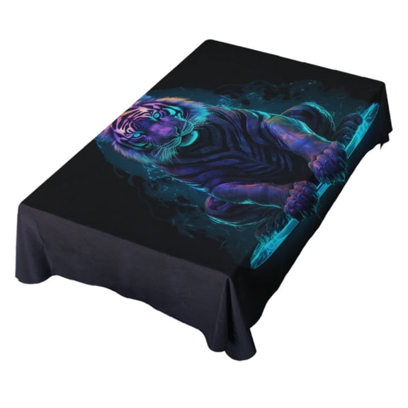 JSTEL Neon Tiger Table Cloth Rectangle 54 x 72 Inch Tablecloth Anti Wrinkle Table Cover for Dining Kitchen Parties