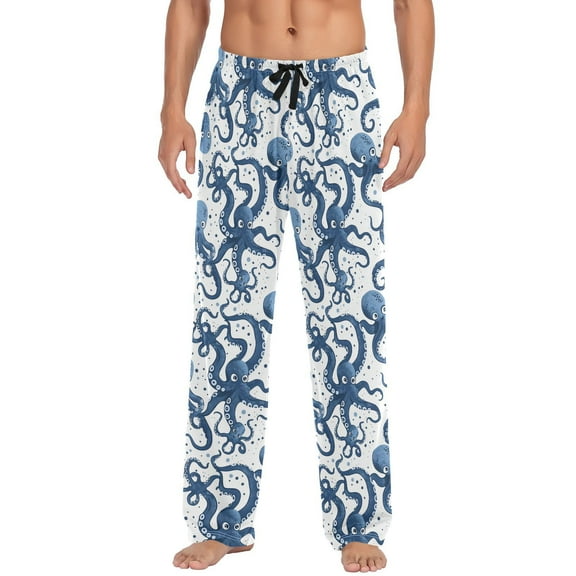 JSTEL Octopus Polka Dots Men's Sleepwear Mens Pajama Pants Bottoms with Pockets, S