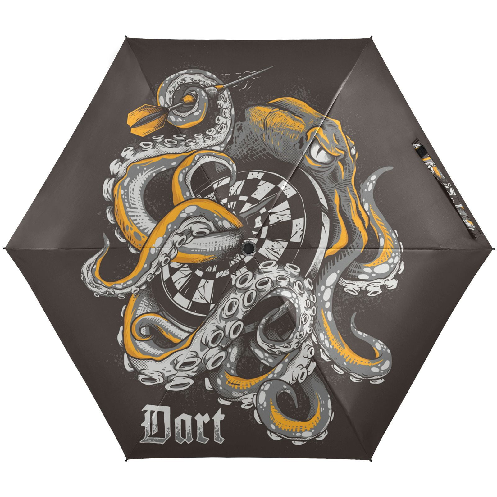 JSTEL Octopus Sea Animal Punk Folding Umbrella for Rain Sun Travel Mini