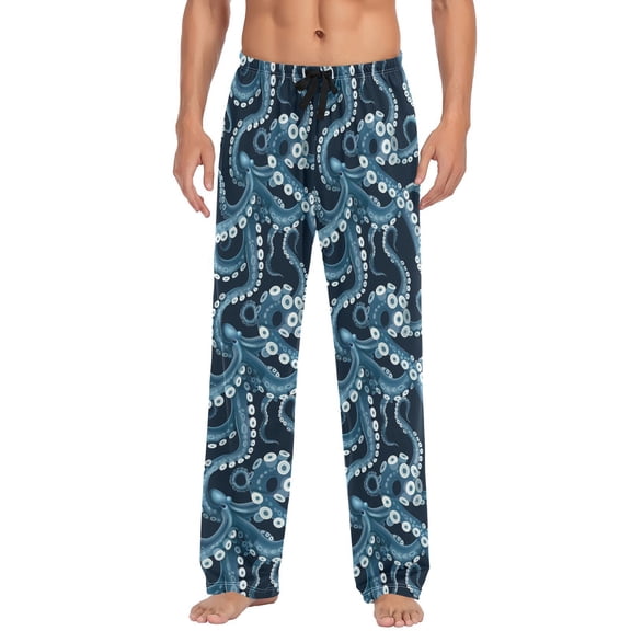 JSTEL Octopus Tentacles Men's Sleepwear Mens Pajama Pants Bottoms with Pockets, M