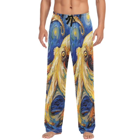JSTEL Octopus Van Gogh Men's Sleepwear Mens Pajama Pants Bottoms with Pockets, XL