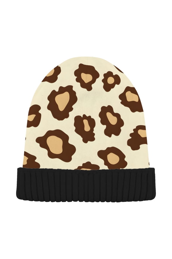 Off White Cheetah Leopard Print Beanie for Women Men Winter Hat Reversible Skull Knit Cap