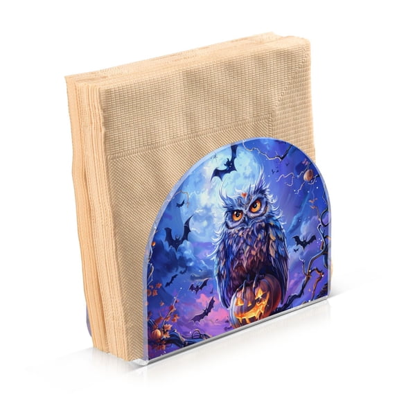 JSTEL Owl Halloween Napkin Holder for Table Cocktail Farmhouse, Paper Napkins Dispenser for Home Kitchen Coffee Shop Dining Room Decor