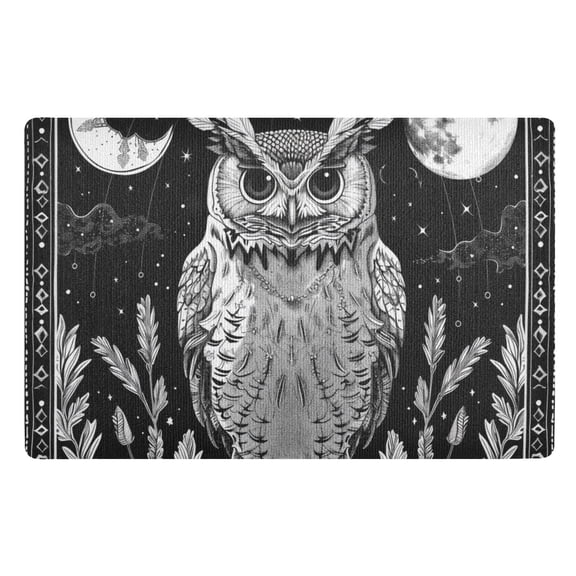 JSTEL Owl Moon Mysticism Front Door Mat Outside Entrance 32x20 Inch Doormat for Outdoor Indoor Washable Non Slip Floor Mats
