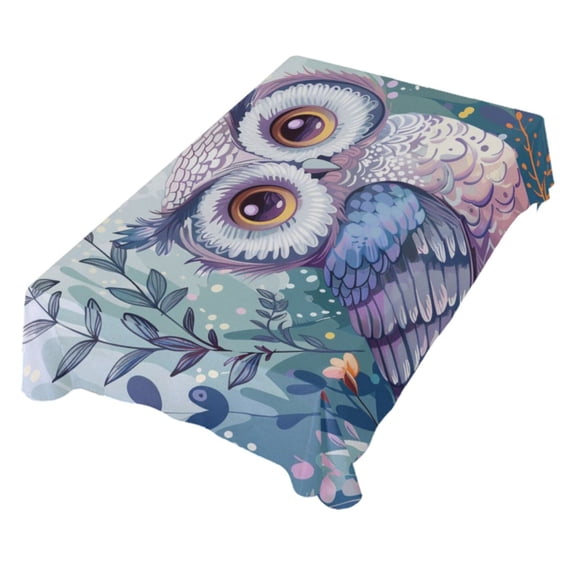 JSTEL Owl Moon Starry Sky Table Cloth Square 60 x 60 Inch Tablecloth Anti Wrinkle Table Cover for Dining Kitchen Parties