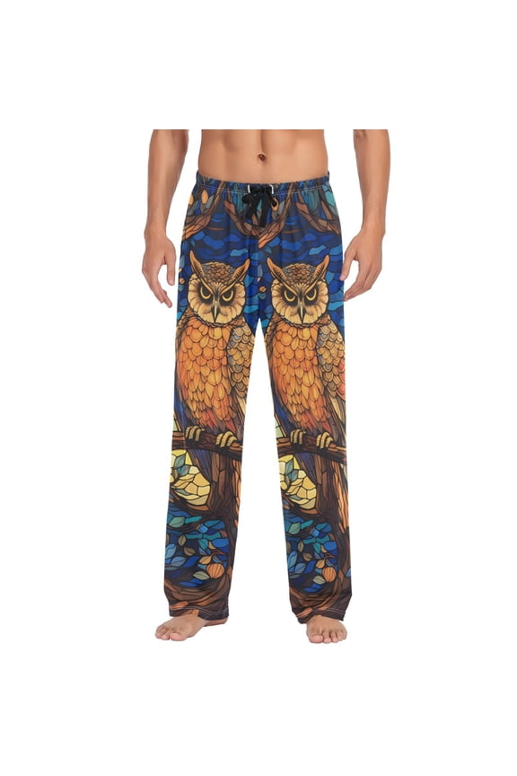 Owl Mosaic Men's Sleepwear Mens Pajama Pants Bottoms with Pockets, M