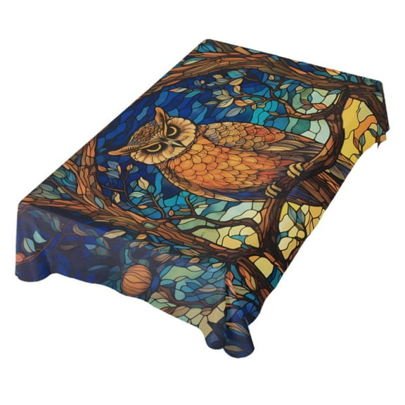 JSTEL Owl Mosaic Table Cloth Square 54 x 54 Inch Tablecloth Anti Wrinkle Table Cover for Dining Kitchen Parties