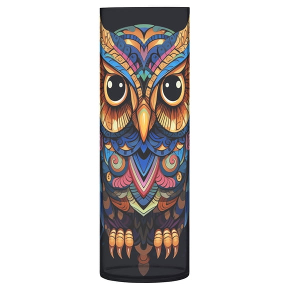 JSTEL Owl Print Ethnic Bohemian Flower Vase Decorative Floreros for Home Decor Bedroom Living Room Office Table Shelf Bathroom