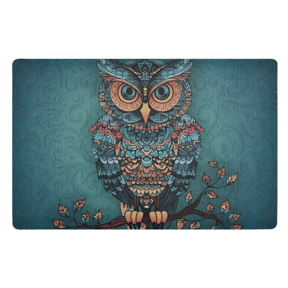 JSTEL Owl Print Gothic Boho Front Door Mat Outside Entrance 32x20 Inch Doormat for Outdoor Indoor Washable Non Slip Floor Mats