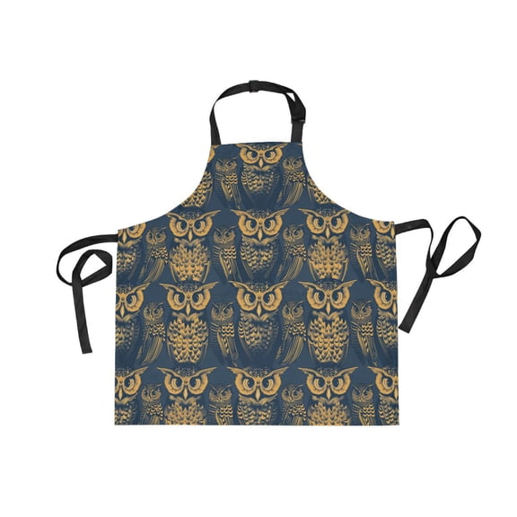 JSTEL Owl Print Vintage Apron with 2 Pockets for Women Men Adjustable Garden Bib