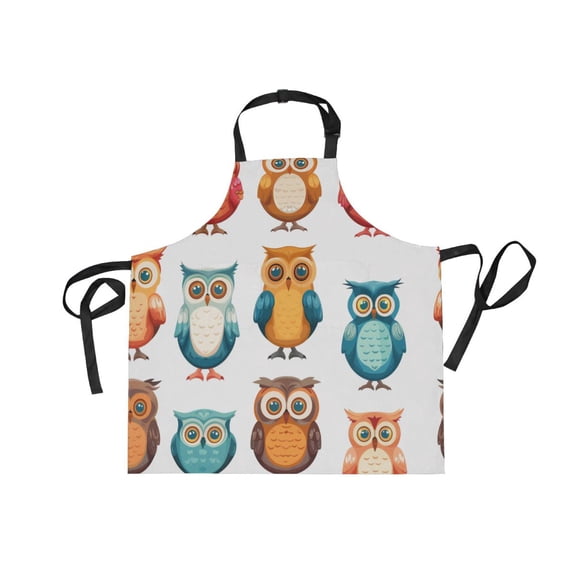 JSTEL Owl Prints Cartoon Apron with 2 Pockets for Women Men Adjustable Garden Bib