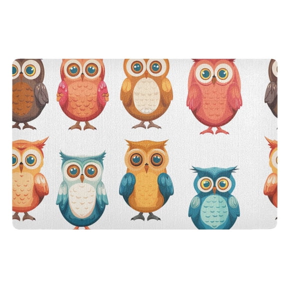 JSTEL Owl Prints Cartoon Front Door Mat Outside Entrance 32x20 Inch Doormat for Outdoor Indoor Washable Non Slip Floor Mats