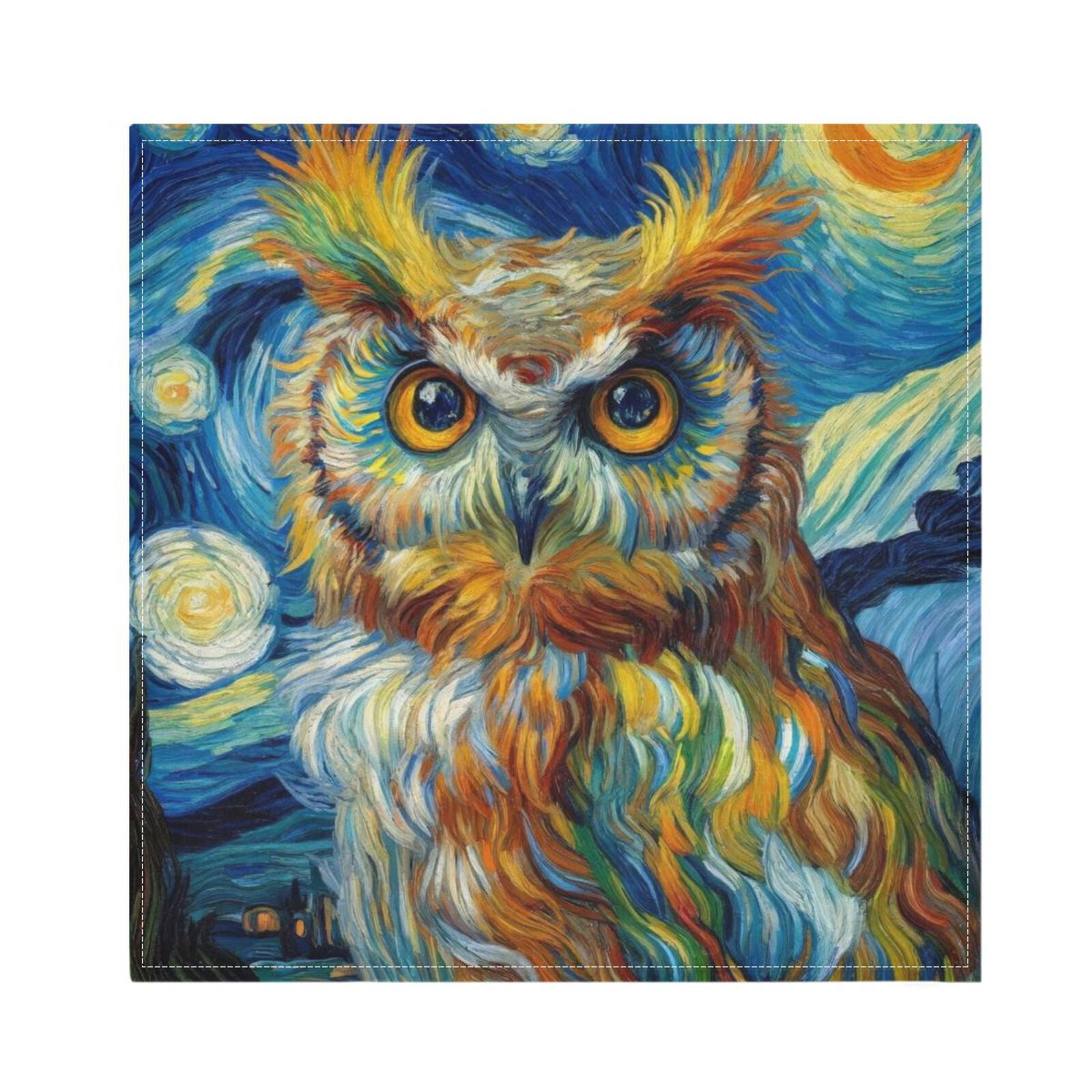 JSTEL Owl Starry Sky Cloth Napkins Set of 6, 20x20 Inch Washable and Reusable Napkin for Decoupage Dinner Party Everyday Use