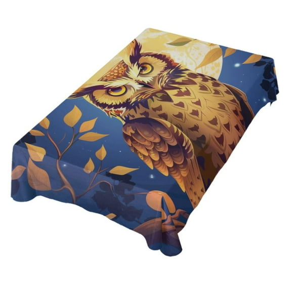 JSTEL Owl Starry Sky Moon Table Cloth Square 54 x 54 Inch Tablecloth Anti Wrinkle Table Cover for Dining Kitchen Parties