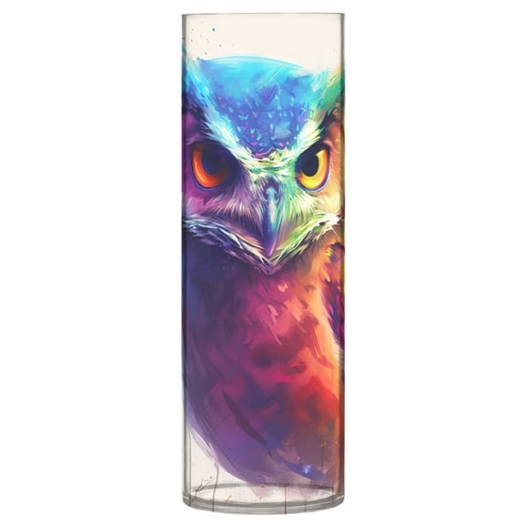 JSTEL Owl Watercolor Flower Vase Decorative Floreros for Home Decor Bedroom Living Room Office Table Shelf Bathroom
