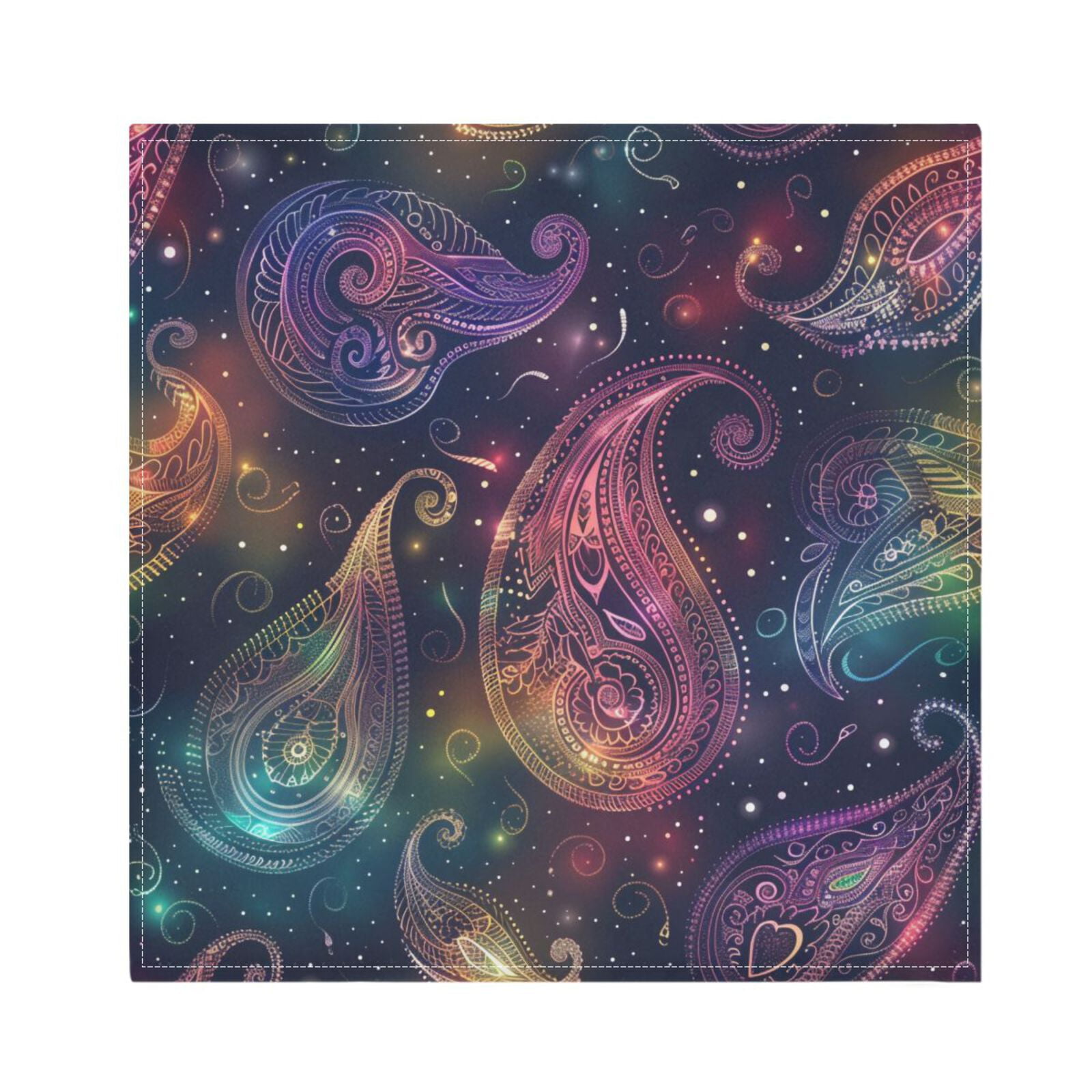 JSTEL Paisley Rainbow Nebula Cloth Napkins Set of 6, 20x20 Inch Washable and Reusable Napkin for Decoupage Dinner Party Everyday Use